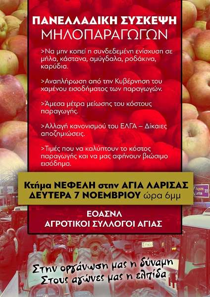 ΠΑΝΕΛΛΑΔΙΚΗ ΣΥΣΚΕΨΗ ΜΗΛΟΠΑΡΑΓΩΓΩΝ ΣΤΗΝ ΑΓΙΑ