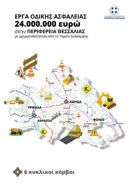 ΈΡΓΑ ΟΔΙΚΗΣ ΑΣΦΑΛΕΙΑΣ ΚΑΙ 6 ΝΕΟΙ ΚΥΚΛΙΚΟΙ ΚΟΜΒΟΙ 24 ΕΚΑΤ. € ΣΤΗ ΘΕΣΣΑΛΙΑ
