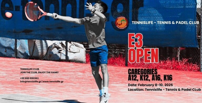 1ο E3 Open στο Tennislife Tennis & Padel Club
