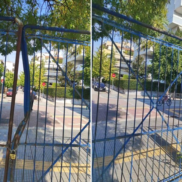 Επικίνδυνη βαριά πόρτα στον αύλειο χώρο των 5ου Γυμνασίου και 5ου ΓΕΛ Λάρισας
