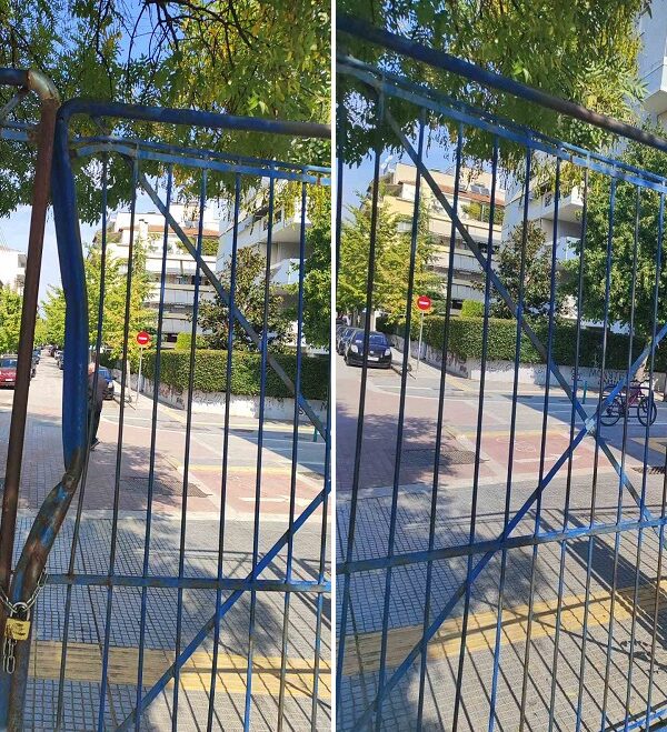 Επικίνδυνη βαριά πόρτα στον αύλειο χώρο των 5ου Γυμνασίου και 5ου ΓΕΛ Λάρισας