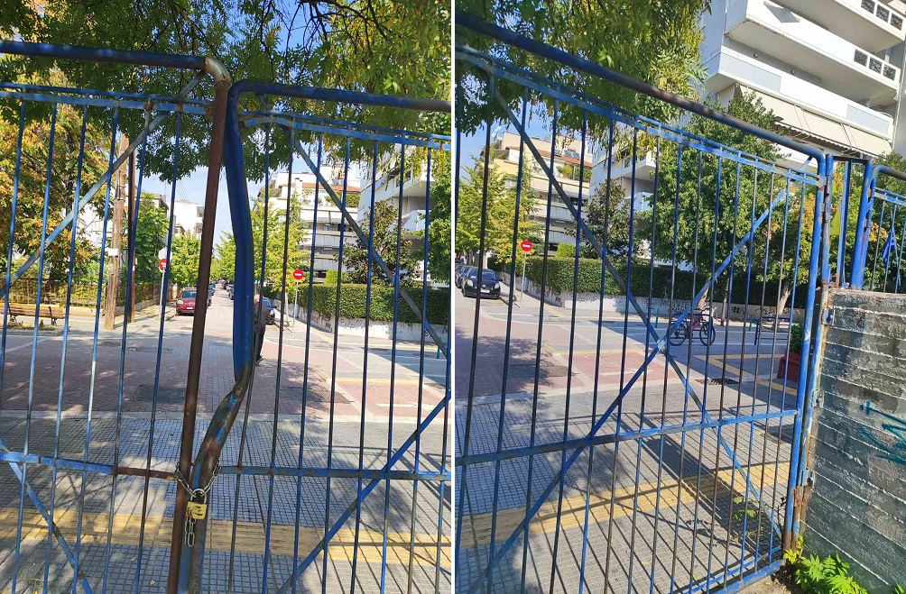 Επικίνδυνη βαριά πόρτα στον αύλειο χώρο των 5ου Γυμνασίου και 5ου ΓΕΛ Λάρισας