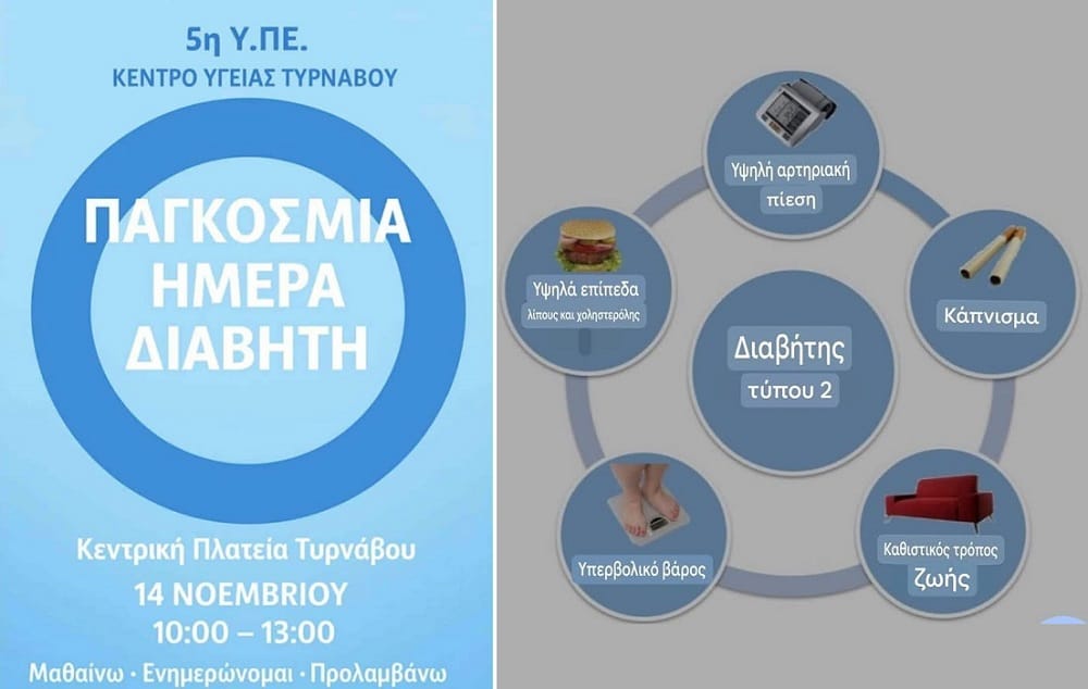 Δράση Ενημέρωσης & Ευαισθητοποίησης για τον Διαβήτη από το Κέντρο Υγείας Τυρνάβου