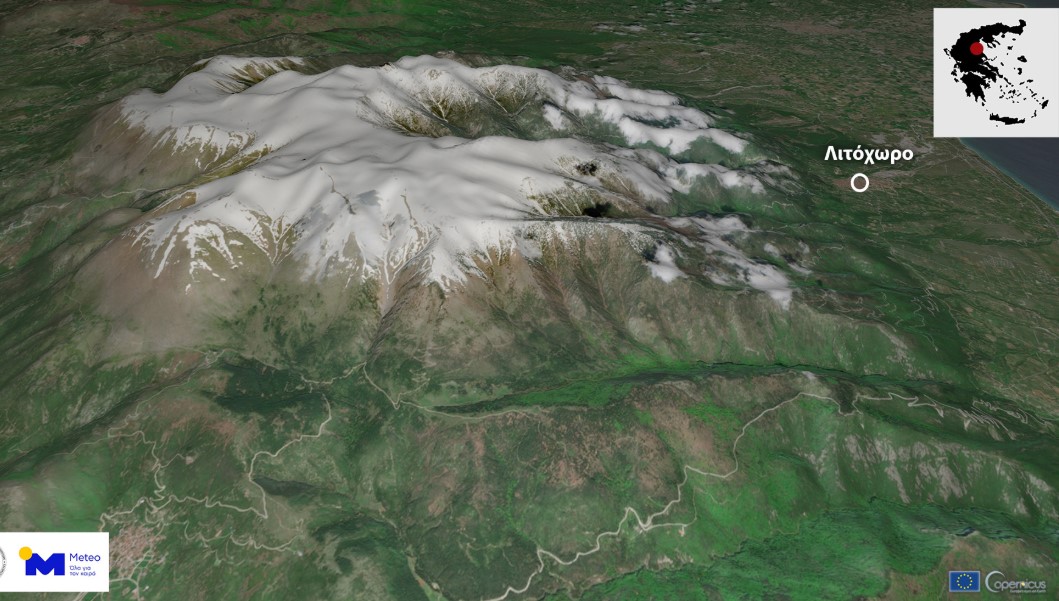 Συναρπαστικό! Ο χιονισμένος Όλυμπος από δορυφορική εικόνα υψηλής ανάλυσης