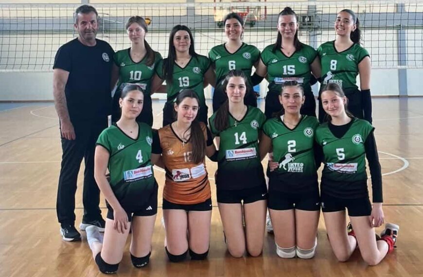 Στις 16 του πρωταθλήματος παγκορασίδων βόλεϊ η ομάδα του Γυμναστικού Συλλόγου Τυρνάβου