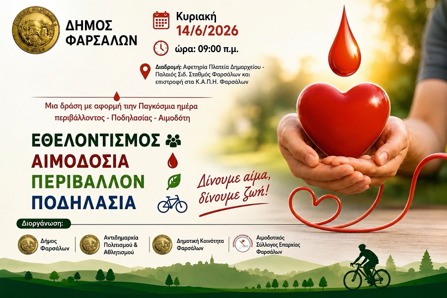Φάρσαλα: Ποδηλατούν για το περιβάλλον, προσφέρουν αίμα και στέλνουν μήνυμα εθελοντισμού