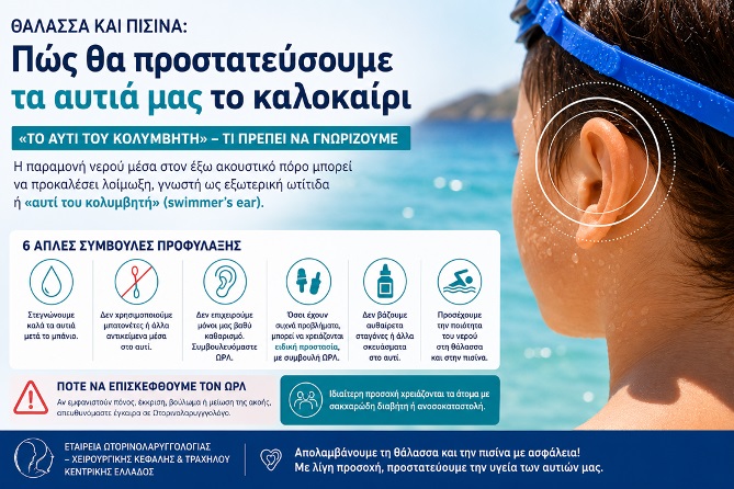 Θάλασσα και πισίνα: Πώς θα προστατεύσουμε τα αυτιά μας το καλοκαίρι
