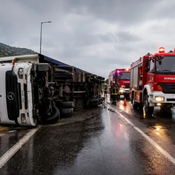 Ανατροπή φορτηγών στην Αθηνών – Λαμίας: Νεκρός ο οδηγός του ενός φορτηγού 