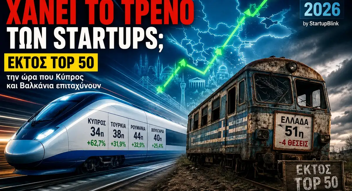 Η Ελλάδα χάνει το τρένο των startups: Εκτός Top 50 την ώρα που Κύπρος, Τουρκία, Ρουμανία, Βουλγαρία, Βόρεια Μακεδονία και Αλβανία επιταχύνουν